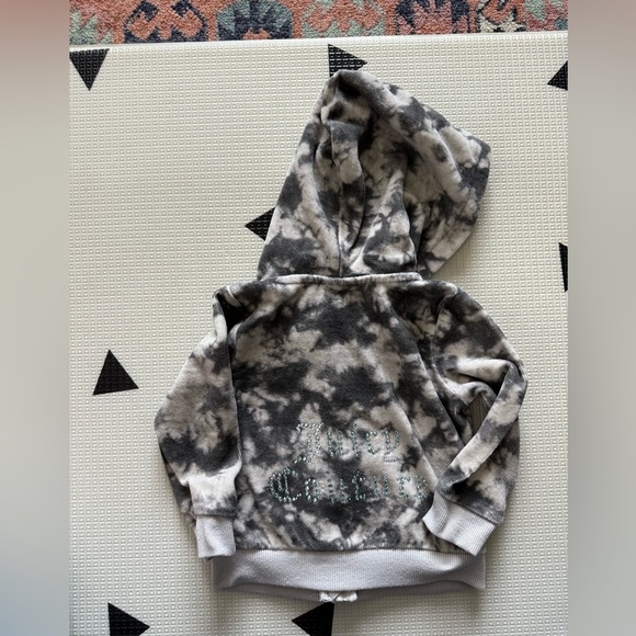 Juicy Couture|Baby girl gray tie dye full zip sweater hoodie,Bling rhinestone• - Picture 2 of 6